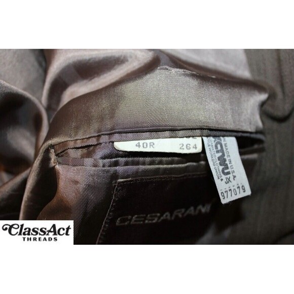 CESARANI MEN'S Sport Coat Blazer Suit Jacket Brown Striped 3 Btn Wool 40R - Picture 6 of 7